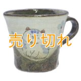 マグカップ　花猫(青)　[美濃焼]