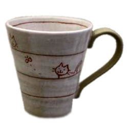 画像1: マグカップ　遊び猫（茶）[瀬戸焼]