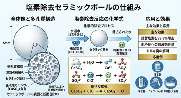 塩素除去セラミックボールの仕組み