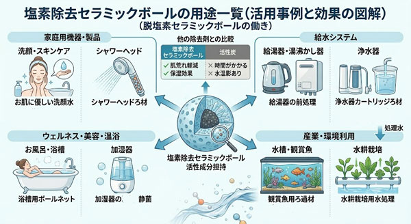 塩素除去セラミックボールの用途一覧