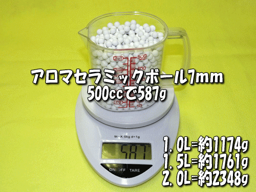 アロマセラミックボールは500ccあたりの重量(目安)