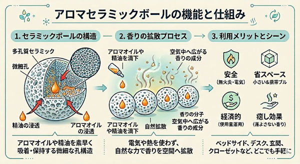アロマセラミックボールの機能と仕組み