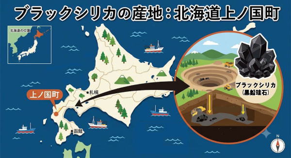 ブラックシリカ原石の産地 北海道