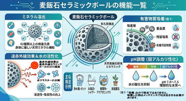 麦飯石セラミックボール　岐阜産の機能一覧