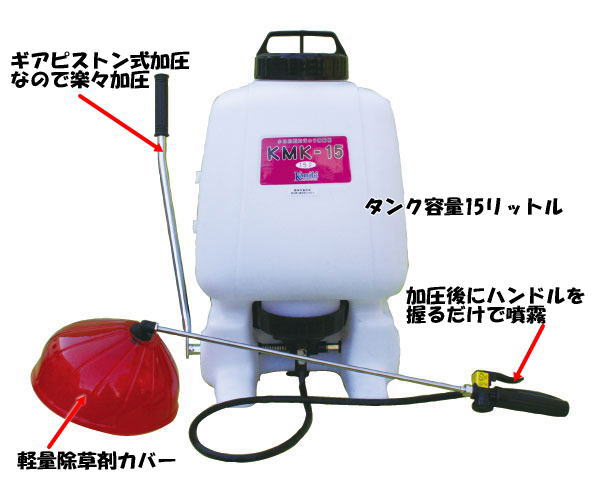 樹脂多目的背のう噴霧器　ＫＭＫ－１５　説明図