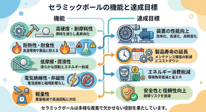 セラミックボールの機能や達成目標