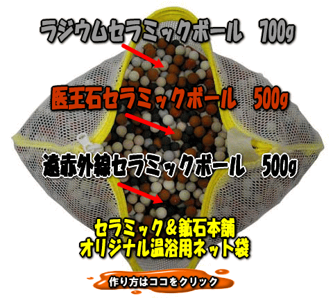 自作温浴器を医王石セラミックボール、ラジウムセラミックボール、遠赤外線セラミックボールで作る例